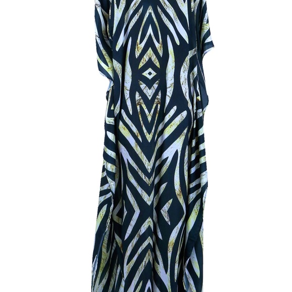 Black and White Kaftan-Long Caftan Animal Print - Picture 2 of 5